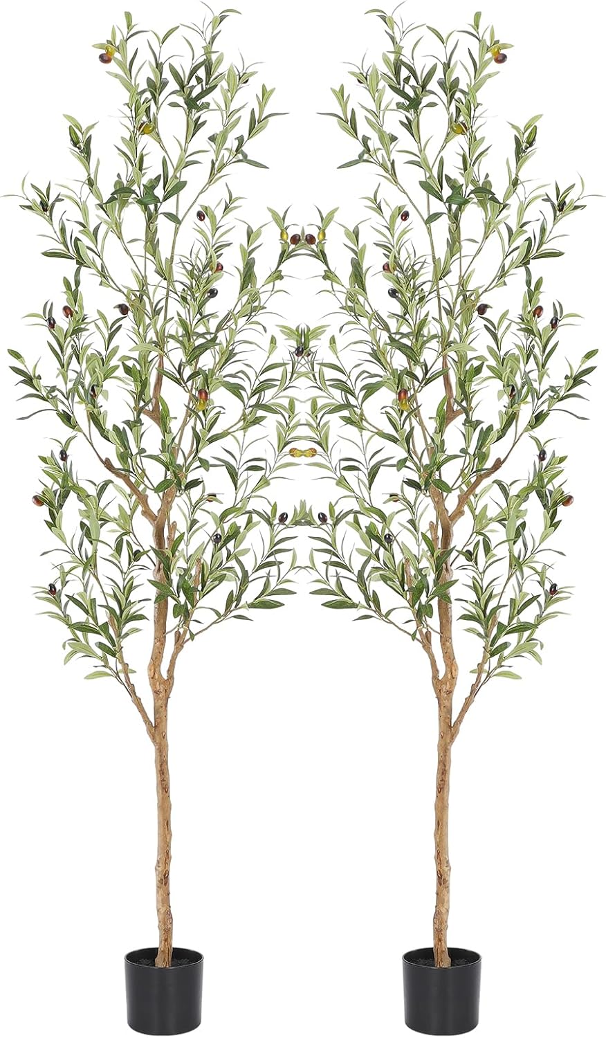 Bellacat Faux Olive Tree 7ft，Olive Trees Artificial Indoor with Natural Wood Trunk and Realistic Leaves and Fruits. 7 Feet(84in) Fake Olive Tree for Home House Office Décor.