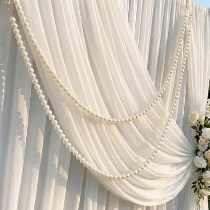 Canlierr 2 Pcs 5.6ft Wedding Giant Pearl Garland Decorations Large Faux Bead Garland with Hook for Ceremony Photo Booth Outdoor Proposal Scene Garden Beach Party Decor(Ivory White,25mm,Simple)