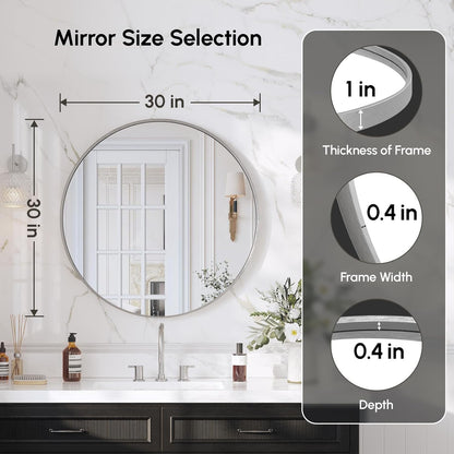 USHOWER Bathroom Mirrors for Over Sink, 36 Inch Circle Mirror with Metal Frame, Black Wall Mirror for Vanity, Entryway, Living Room, Hallway and Bedroom Decor
