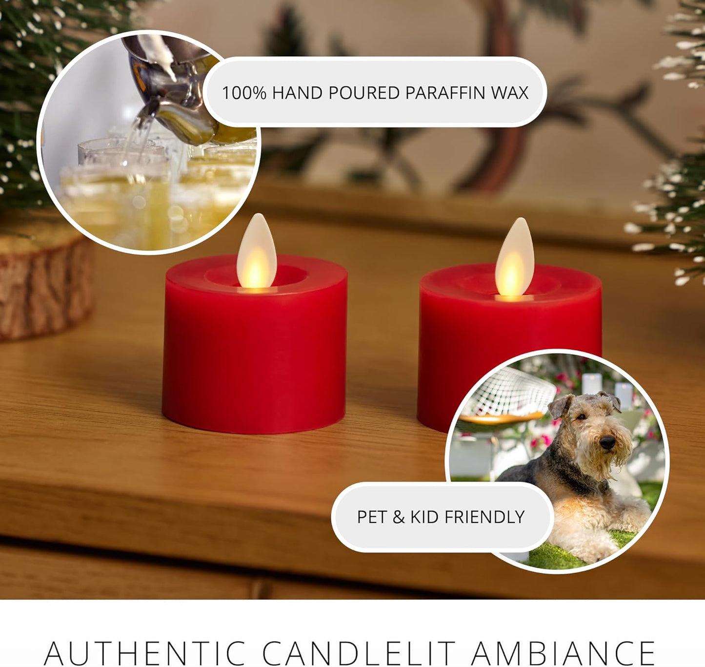 Luminara Flickering Flameless Pearl Ivory Tealights - Warm LED Light Flame Votives - Battery Operated Decor for Dining Room Table Centerpieces, Fireplace Mantel, Dinner Party, Reception - Set of 4