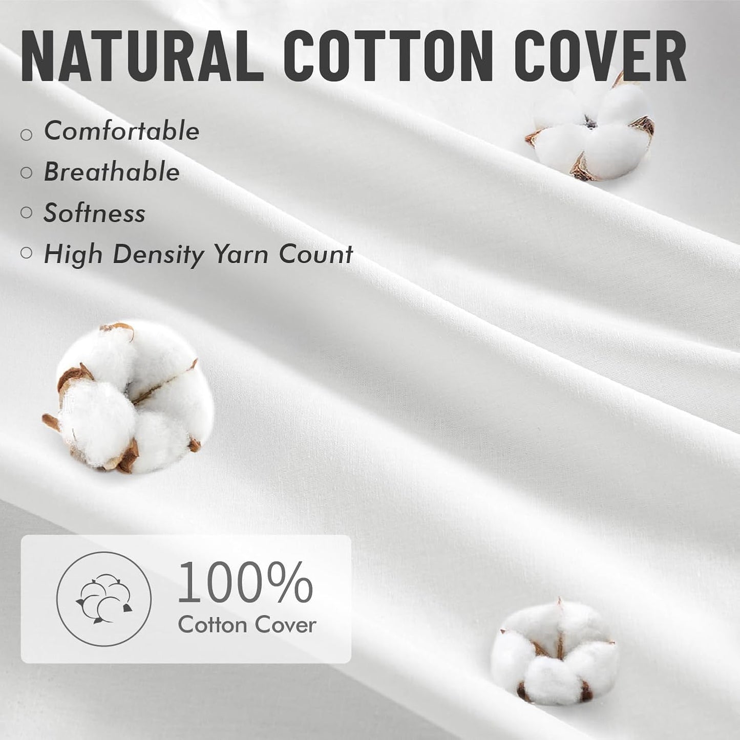 MIULEE 18x18 Pillow Inserts with Cotton Cover,Set of 4 100% Virgin Microfiber Throw Pillows for Couch Sofa and Bed