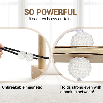 Hion Magnetic Curtain Tiebacks Black 2pcs, Curtain Tiebacks Buckles Holdbacks Holders Hooks Clip for Home Outdoor Bedroom Office Decorative Curtain