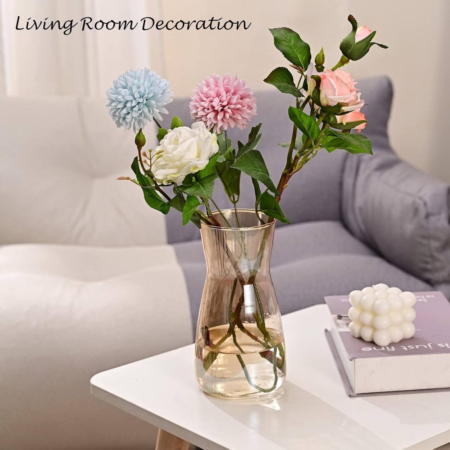 8 inch Clear Glass Flower Vases for Centerpiece Table Home Indoor Desk Decor,Ins Modern Boho Style Vase for Wedding Housewarming Gift