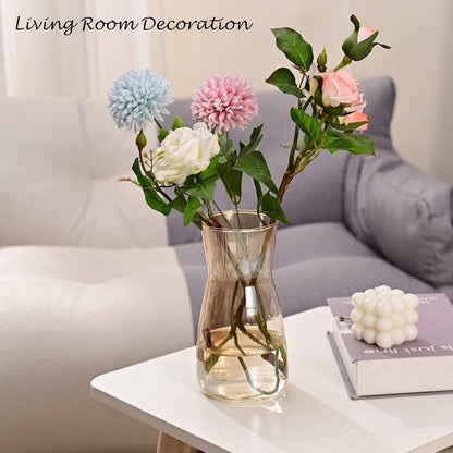 8 inch Clear Glass Flower Vases for Centerpiece Table Home Indoor Desk Decor,Ins Modern Boho Style Vase for Wedding Housewarming Gift