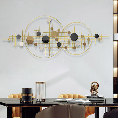 homary Large Metal Wall Art – 47.2" Modern 3D Abstract Geometric Overlapping Design, Iron Wall Decor for Living Room, Dining Room, Office