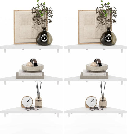 Furinno Rossi 5-Tier Wall Mount Floating Radial Corner Shelf, White