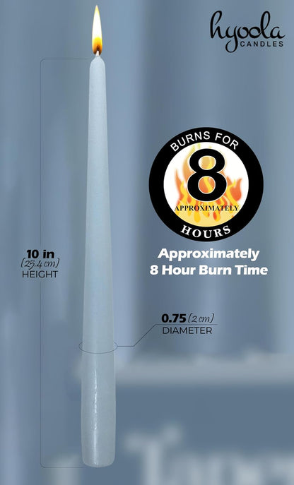 Hyoola Tall Taper Candles - 10 Inch Metallic Gold Unscented Dripless Taper Candles - 8 Hour Burn Time - 4 Pack