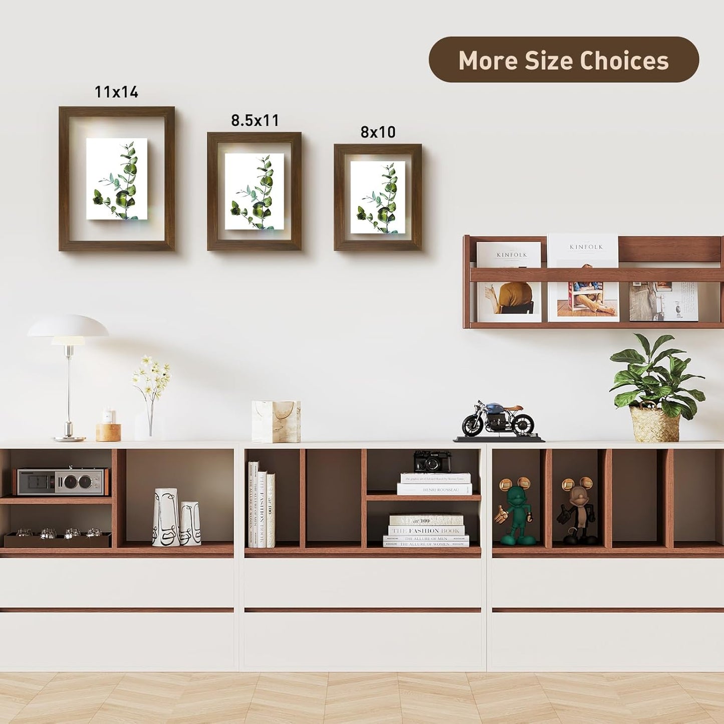 Golden State Art, 11X14 Floating Picture Frame, Black Wood Frame Display Any Size Photo Up To 11X14, Pressed Flower Frames with Hanging Hardware - Horizontal And Vertical Formats for Wall