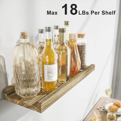 Love-KANKEI Floating Shelves Wall Mounted Set of 2, 17 Inch Rustic Wood Wall Shelves for Storage, Bedroom Living Room Bathroom Kitchen Office and More White