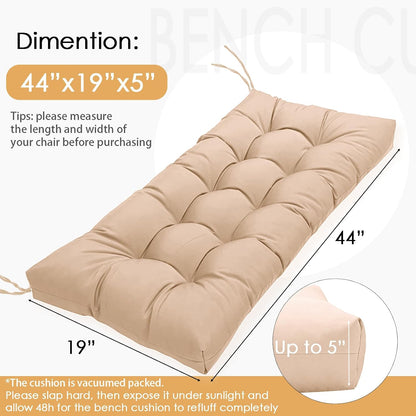 MTMR Outdoor Bench Cushion-44X19 Water-Repellent Tufted Porch Swing Cushions with High Elasticity PP Cotton and Ties Fade-Resistant Patio Outdoor Chair Cushion for Bench Furniture, Indoor Seat Cushion