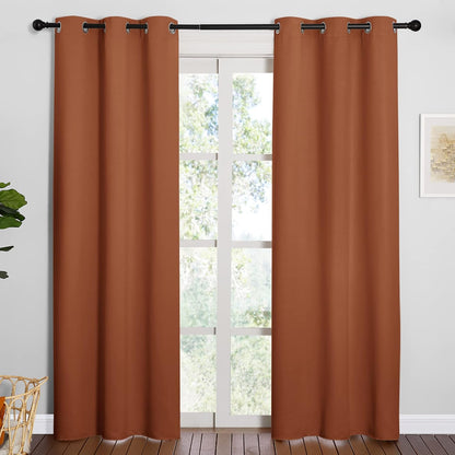 NICETOWN Halloween Pitch Black Solid Thermal Insulated Grommet Blackout Curtains/Drapes for Bedroom Window (2 Panels, 42 inches Wide by 63 inches Long, Black) - Colors B