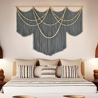 Flber Macrame Wall Hanging Macrame Wall Decor Large-Scale Tie-Dye Tapestry Living Home Room Wall Decor 57" Wx 35" L