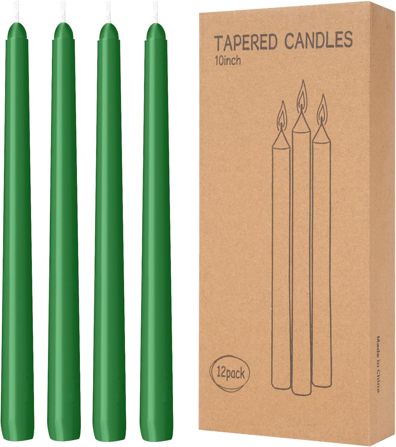 4 Pack Ivory Taper Candles - Taper Candles 10 Inch Dripless, Smokeless & Unscented - 8 Hours Long Burning - Hand Poured Tall Candlesticks - Ideal for Weddings, Dinner Parties, and Home Decor
