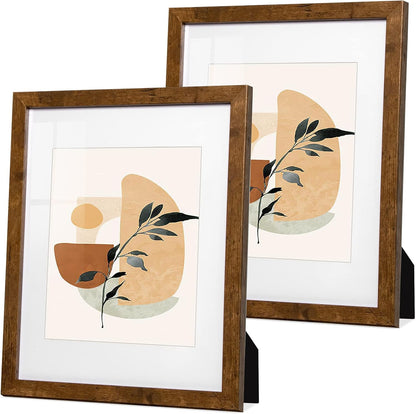 Sonefreiy Floating Picture Frames 8x10 Set of 2, Wooden Photo Frame Double Glass Pressed Flower Frames 5x7 Wall and Tabletop Display Mothers Day Gift for Family Friends Wedding