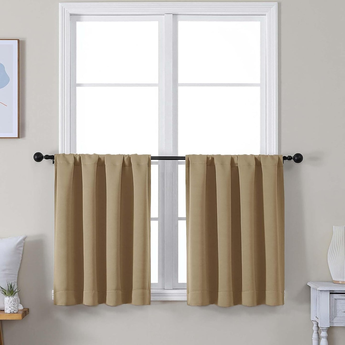 Simplebrand Ava Sage Green Blackout Curtains for Bedroom 63 Inch Length 2 Panels Set, Solid Thermal Insulated Energy Saving Rod Pocket Window Treatment Curtains Blackout Drapes, W40 x L63 Inch, Sage - Colors C