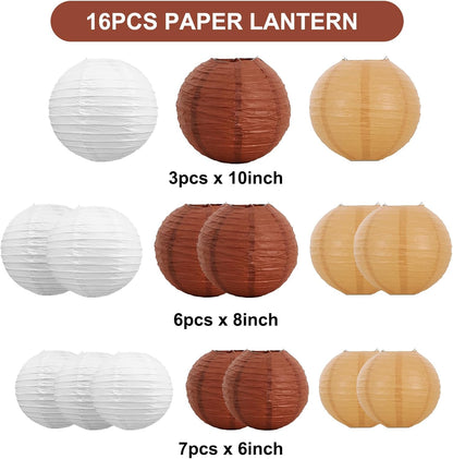 BEISHIDA 10Pcs White Paper Lanterns Decorative Chinese/Japanese Hanging Round Paper Lanterns Lamp for Birthday, Wedding, Christmas, Bridal, Home Decor, Party Decoration(Size of 4”, 6”, 8”, 10”)