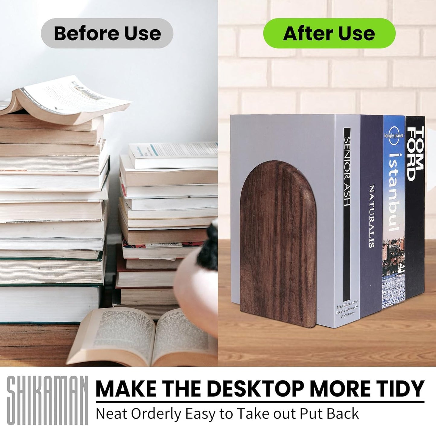 Book Ends,1 Pair Bookends Wood Book Ends Universal Economy Bookend