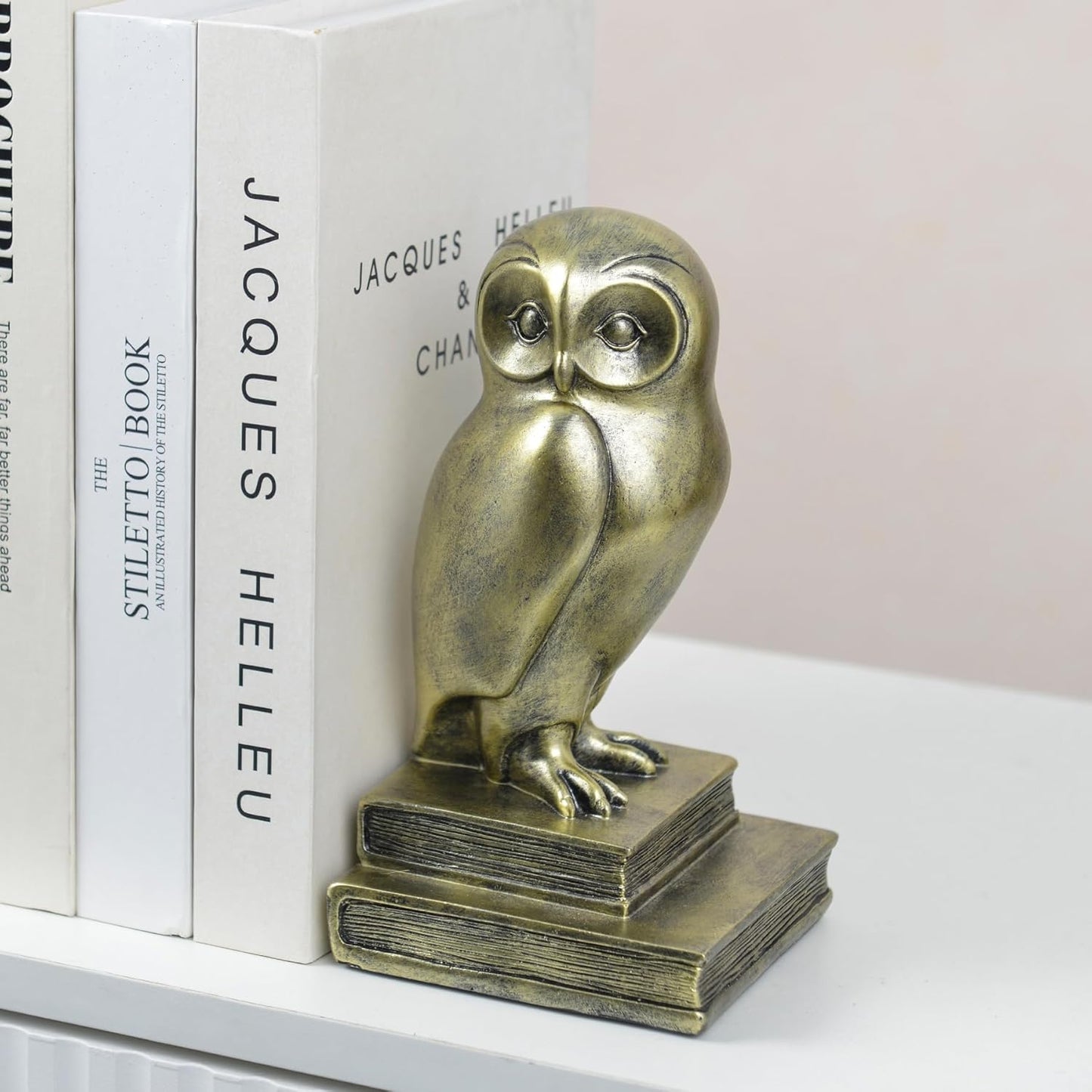 Book Ends for Shelves, Owl Decorative Bookends Bronze Bird Book Stopper Unique Kids Book Holders with Anti-Slip Base Luxurious Bookends for Kids Rooms Office Home Decor(Bronze)