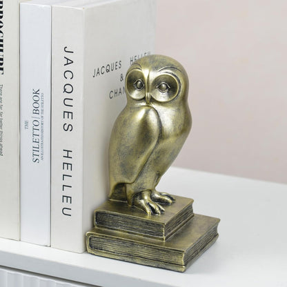 Book Ends for Shelves, Owl Decorative Bookends Bronze Bird Book Stopper Unique Kids Book Holders with Anti-Slip Base Luxurious Bookends for Kids Rooms Office Home Decor(Bronze)