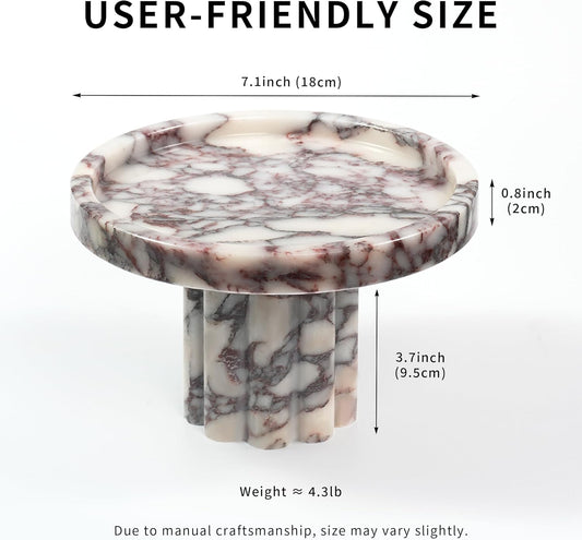 Marble Perfume Tray with Legs - Oval Decorative Stone Pedestal for Bathroom Vanity Coffee Table Kitchen Countertop, Footed Jewelry Candle Organizers Catchall Plate Riser with Scalloped Feet