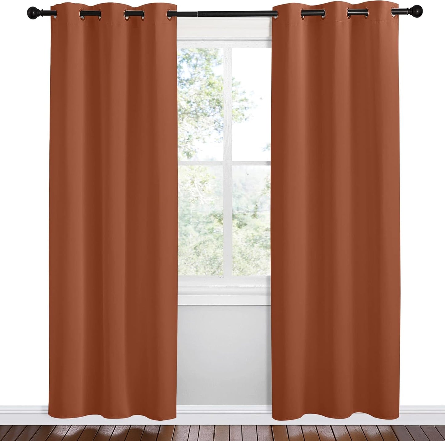 NICETOWN Halloween Pitch Black Solid Thermal Insulated Grommet Blackout Curtains/Drapes for Bedroom Window (2 Panels, 42 inches Wide by 63 inches Long, Black) - Colors B