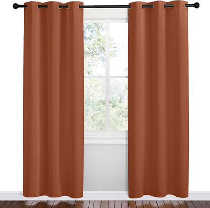 NICETOWN Halloween Pitch Black Solid Thermal Insulated Grommet Blackout Curtains/Drapes for Bedroom Window (2 Panels, 42 inches Wide by 63 inches Long, Black) - Colors B