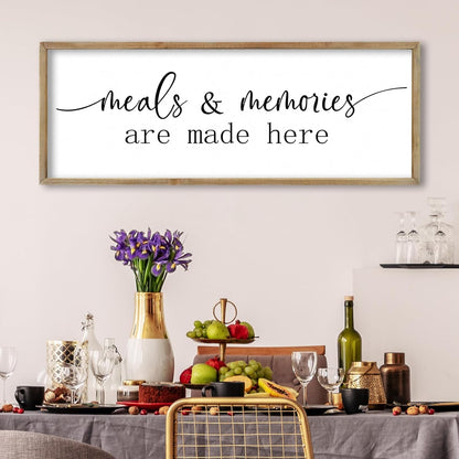 FZMHASLWW Gather Sign Wall Decor 32"×12" Large Wooden Framed for Dining Room Simple Home Kitchen Hanging Art (Wood)