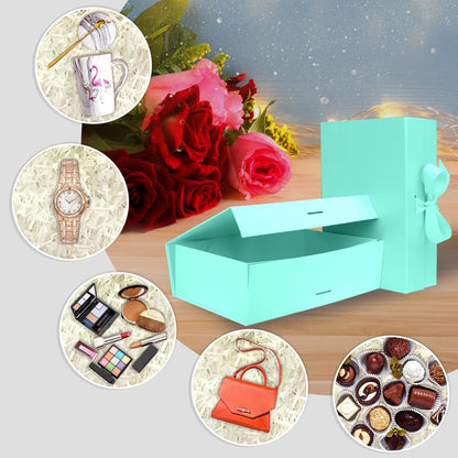 DaiUni 10.5"X7.5"X3.1" Pink Magnetic Gift Box with Lid and Ribbon for Presents