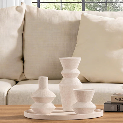 Ceramic Vase Home Table Decor - Flower Vase Set of 3 Living Room Kitchen Decorations Farmhouse Modern Rustic Vases Decorative Centerpiece for Shelf Bedroom Office Bathroom Dining Coffee Desk