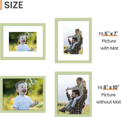 upsimples 8x10 Picture Frame, Display Pictures 5x7 with Mat or 8x10 Without Mat, Wall Hanging Photo Frame, Black, 1 Pack - Colors B