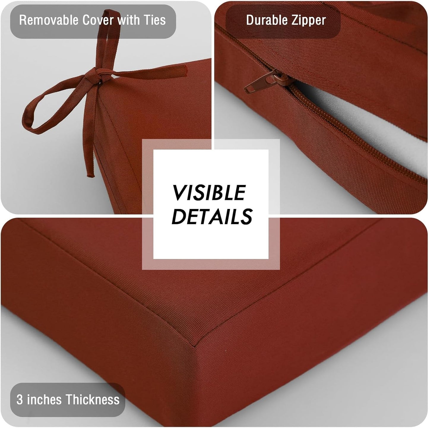 idee-home Outdoor Bench Cushion Waterproof, Bench Cushions for Outdoor Furniture, Patio Porch Swing Replacement Seat Pad with Ties for Garden Backyard, 48 x 18 Inch Red