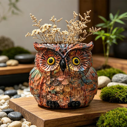 Owl Planter, Owl Succulent Pots, Funny Plant Pots Indoor/Outdoor, Decorative Garden Flower Pot, Cute Small Planters for office Home Decor, Unique Statue Figurine Gifts for Women Mother Teacher Red