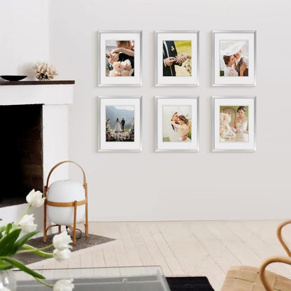 upsimples 11x14 Picture Frame Set of 5, Display Pictures 8x10 with Mat or 11x14 Without Mat, Wall Gallery Photo Frames, Black