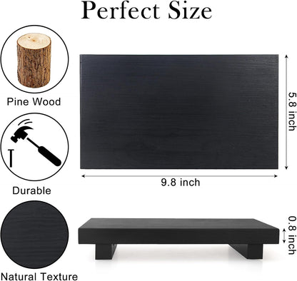 Wooden Pedestal Stand Black Bathroom Counter Organizer Tray Decor Farmhouse Wood Risers Small Hand Soap Dish Dispenser Holder for Kitchen Sink Modern Bathroom Vanity Accessories Decorative Tray