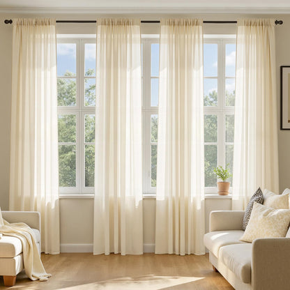 MIULEE White Sheer Curtains 84 Inches Long, 4 Panels Set, Light Filtering Rod Pocket Voile Drapes for Living Room and Bedroom, Airy Soft Fabric Window Treatments, 42 x 84 Inches