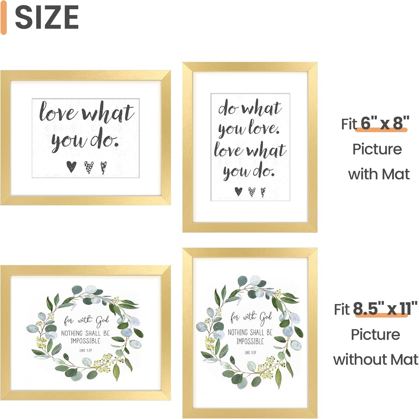 upsimples 5x7 Picture Frame Set of 10, Display Pictures 4x6 with Mat or 5x7 Without, Multi Photo Frames Collage for Wall or Tabletop Display, Black