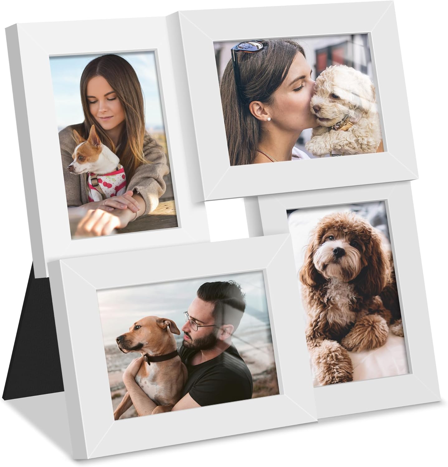 DUENPY 4x6 Collage Picture Frame Tempered Glass Front, Displays Four 4x6 Photo, Family Photo Collage Frame, Wall Decor Wall Hanging or Tabletop, Brown