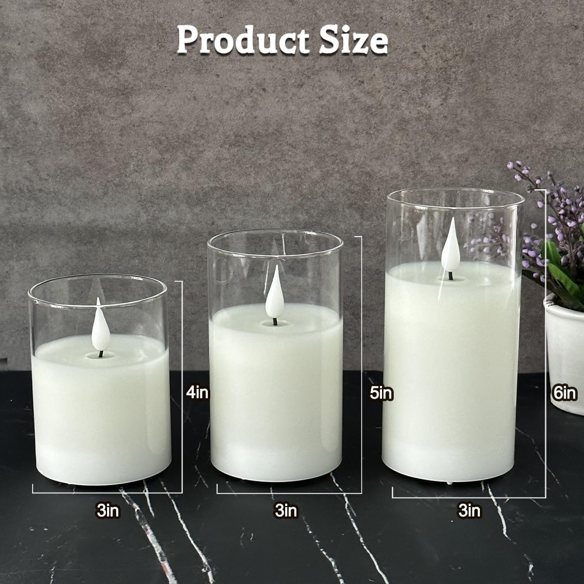 Rechargeable Flameless Glass Pillar Candles–Gifts for Women,–Set of 3, Realistic Flickering LED Light,Remote & Timer, Ideal for Living Room, Bedroom & Festival Wedding Home Party Decor