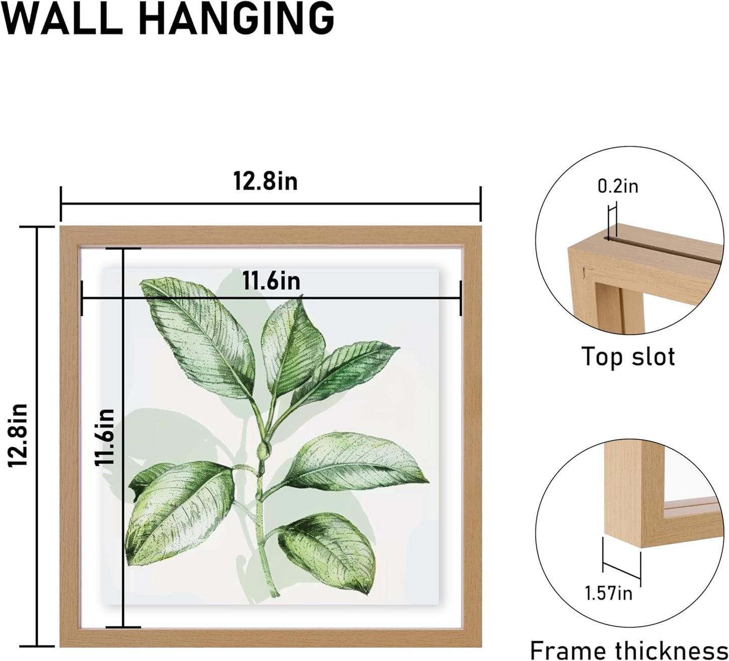 CORE ART 8x10 Floating Picture Frame,Double Plexglass Floating Frame for 5x7,4x6 Pictures,Wall or Tabletop Display,Black