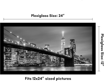 Americanflat 16x20 Picture Frame with Polished Plexiglass - Black Picture Frame - Wide Photo Frames Made of Engineered Wood for Vertical or Horizontal Wall Display - Epic Collection - Black - Colors A