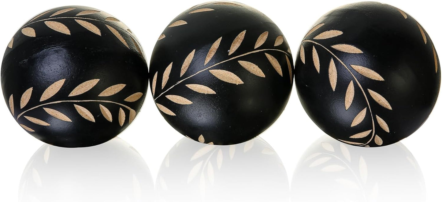 Set of 6 Decorative Orbs for Bowls and Vases - Circle Pattern - Resin Round Sphere Balls for Living, Dining Room Coffee Table Centerpiece Home Decor