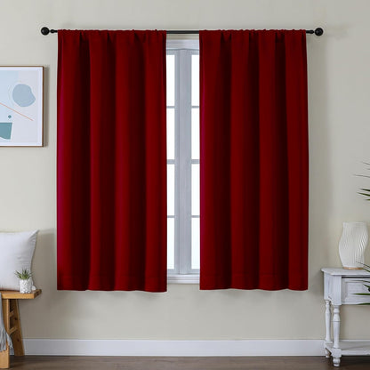 Simplebrand Ava Sage Green Blackout Curtains for Bedroom 63 Inch Length 2 Panels Set, Solid Thermal Insulated Energy Saving Rod Pocket Window Treatment Curtains Blackout Drapes, W40 x L63 Inch, Sage - Colors B