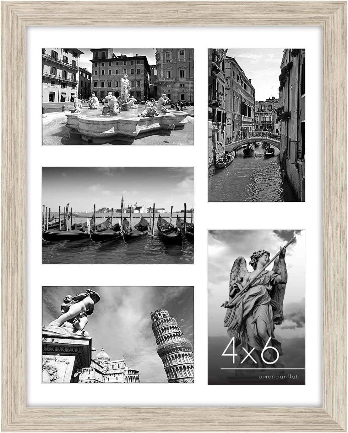 Americanflat 4x6 Collage Picture Frame with Shatter-Resistant Glass - Fits Five 4x6 Photos or Use as One 11x14 Picture Frame - Signature Collection - Collage Frames for Wall Display - Black