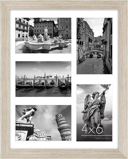Americanflat 4x6 Collage Picture Frame with Shatter-Resistant Glass - Fits Five 4x6 Photos or Use as One 11x14 Picture Frame - Signature Collection - Collage Frames for Wall Display - Black