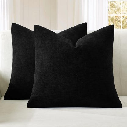MIULEE Olive Green Couch Pillow Covers 18x18 Inch, Set of 2 Soft Chenille Decorative Square Throw Pillow Covers Farmhouse for Sofa Living Room Bed
