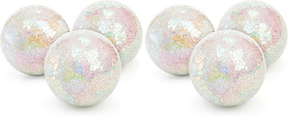 TOPZEA Set of 3 Decorative Balls, 4 Inch Glass Mosaic Orbs Sphere Bowl Fillers, Coffee Table Centerpiece Ball Ornaments for Living Room, Christmas, Holiday Party, White Home Decor