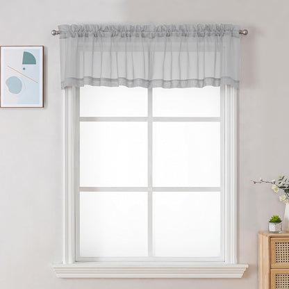 Chyhomenyc Sheer White Valances for Windows 2 Pack, Small Window Curtains for Living Room Bathroom Cafe Laundry Basement, Modern Top Dual Rod Pocket Voile Curtain, 42W x 14L inches, White - Colors B