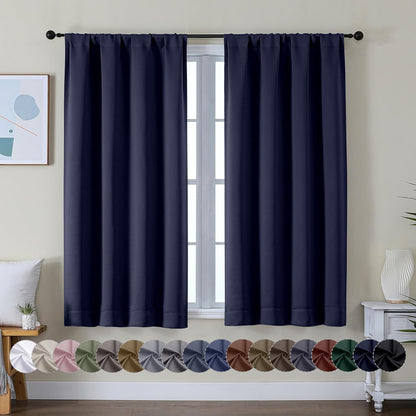 Simplebrand Ava Sage Green Blackout Curtains for Bedroom 63 Inch Length 2 Panels Set, Solid Thermal Insulated Energy Saving Rod Pocket Window Treatment Curtains Blackout Drapes, W40 x L63 Inch, Sage - Colors B