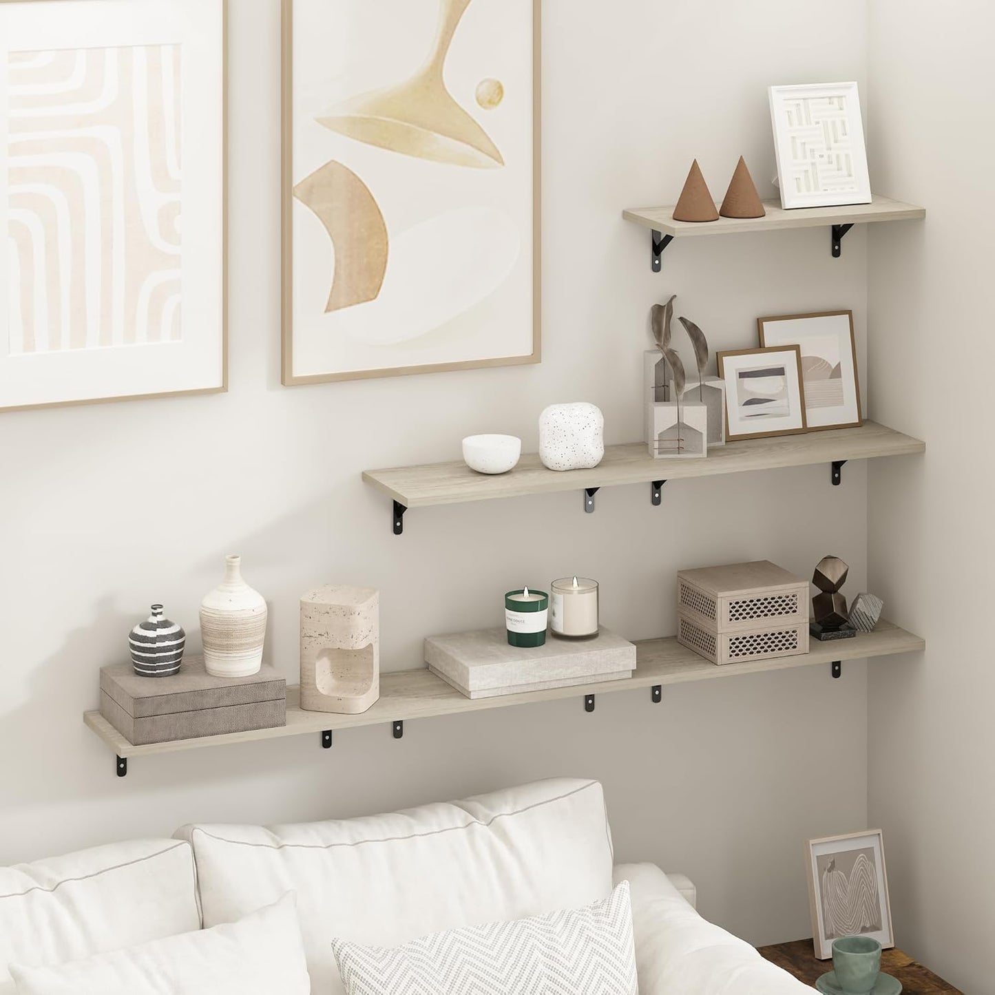 Furinno Rossi 5-Tier Wall Mount Floating Radial Corner Shelf, White