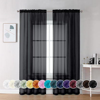 Chyhomenyc Sheer White Valances for Windows 2 Pack, Small Window Curtains for Living Room Bathroom Cafe Laundry Basement, Modern Top Dual Rod Pocket Voile Curtain, 42W x 14L inches, White - Colors B